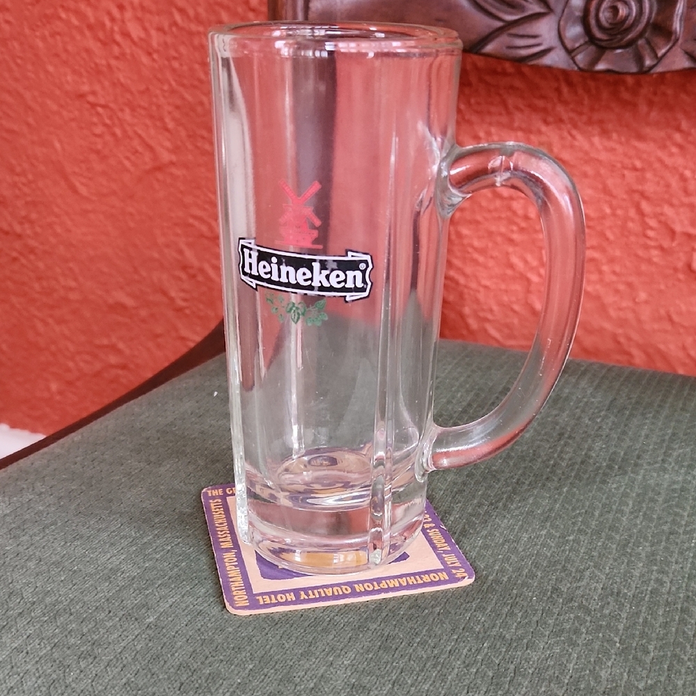 Vintage 80's Heavy Glass Heineken Beer Stein